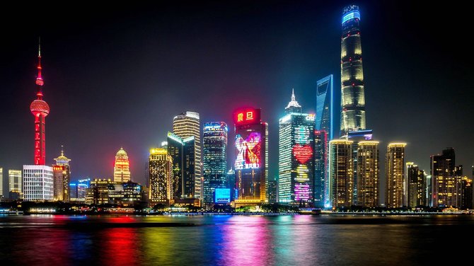 Shutterstock nuotr./Vakarinė miesto panorama, Šanchajus, Kinija 