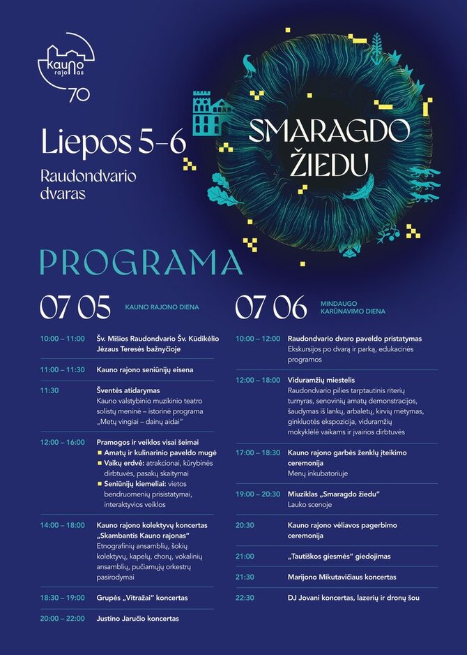 Kauno rajono savivaldybės nuotr./Renginio „Smaragdo žiedu“ programa