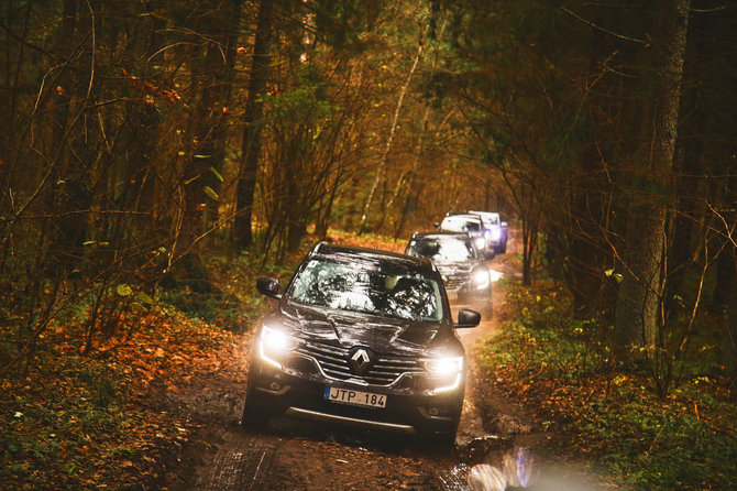 Organizatorių nuotr./Naujojo „Renault Koleos“ bandymai miškuose