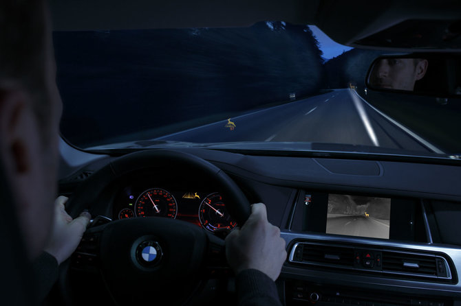 Gamintojo nuotr./BMW naktinio matymo sistema, su pėsčiųjų ir gyvūnų atpažinimo funkcija