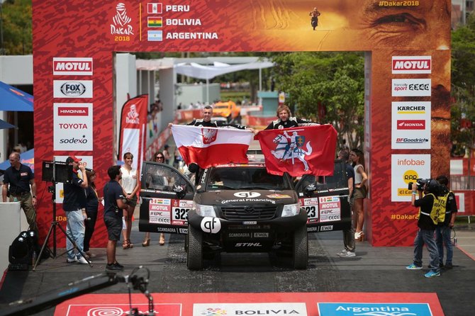 Edgaro Buiko nuotr./Sebastianas Rozwadowskis ir Benediktas Vanagas ant starto podiumo