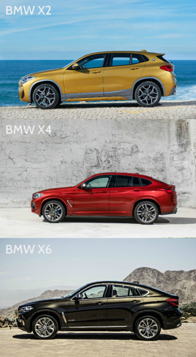 15min nuotr./BMW X2, BMW X4 ir BMW X6
