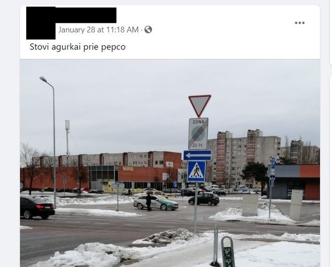 Facebook/Pagalba vairuotojams Tauragėje/Žinutė, už kurią pareigūnai nusprendė bausti vyrą, nes pasijuto įžeisti