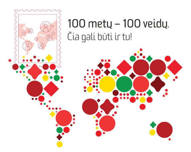 Konkurso nuotr. /Pašto ženklo „Pasaulio Lietuva“ pavyzdys 