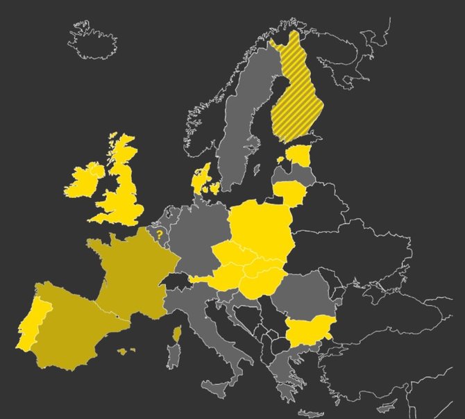 European Schoolnet nuotr./ES šalys, kuriose programavimas yra įdiegtas mokyklų mokymosi programose