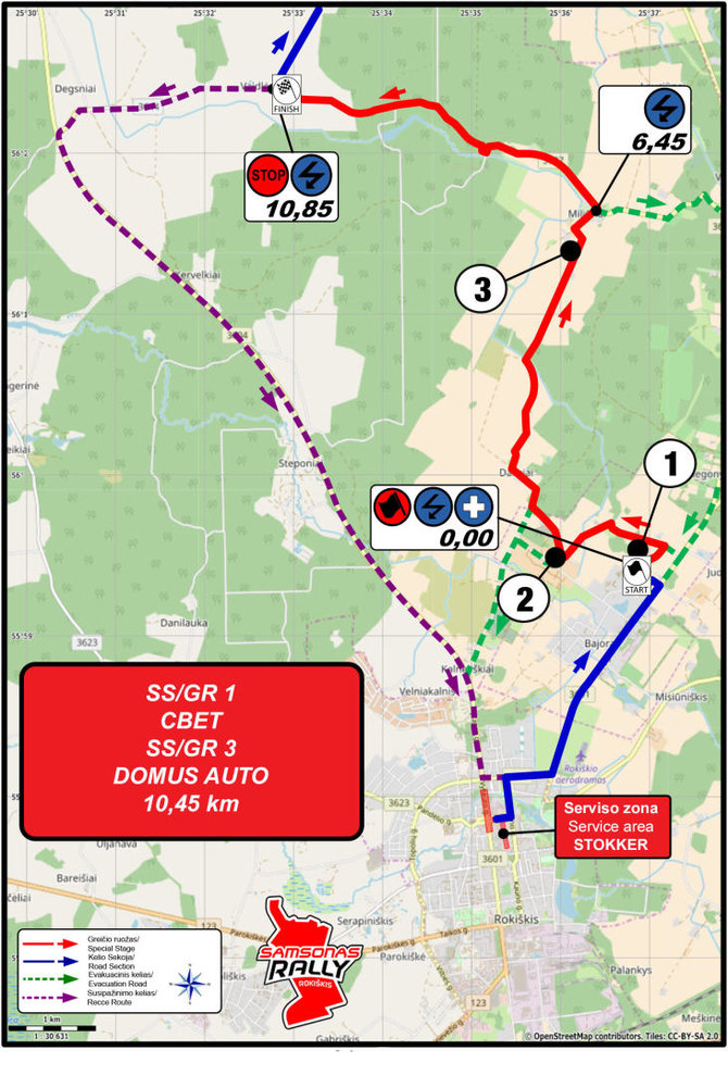 Organizatorių nuotr./Greičio ruožai: GR – 1/GR – 3