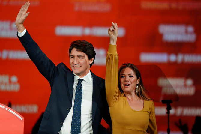 „Scanpix“ nuotr./Justinas Trudeau su žmona Sophie