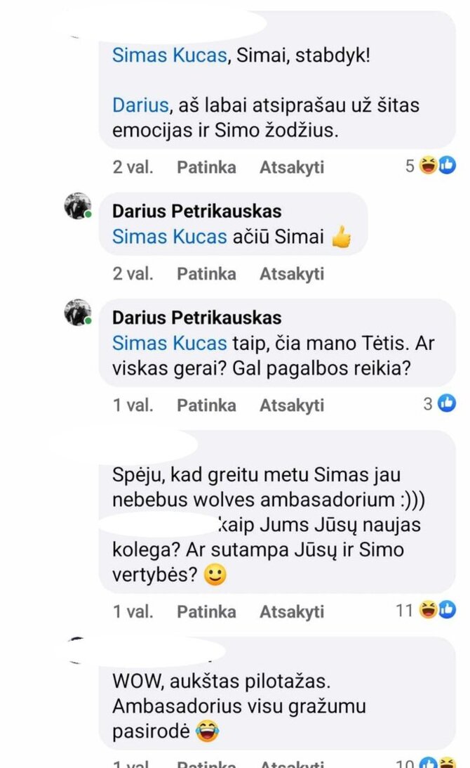 Ekrano nuotr./Feisbuke – konfliktas tarp Simo Kučo ir Dariaus Petrikausko