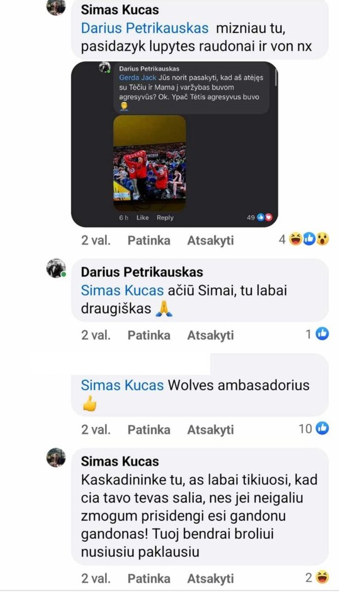 Ekrano nuotr./Simo Kučo žinutės