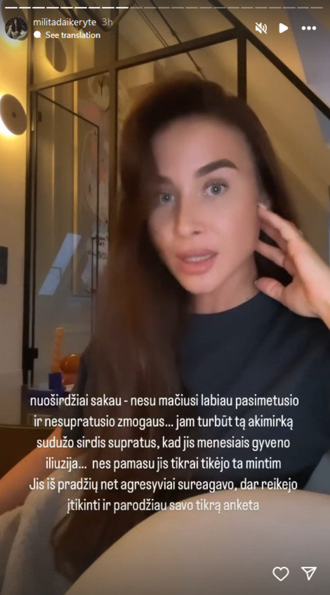 Ekranuo nuotr./Milita Daikerytė papasakojo apie jos vardu besinaudojančius sukčius
