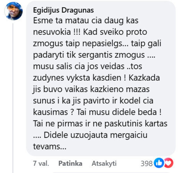 Ekrano nuotr./Egidijaus Dragūno komentaras apie įtariamą žudiką Beną Mikutavičių