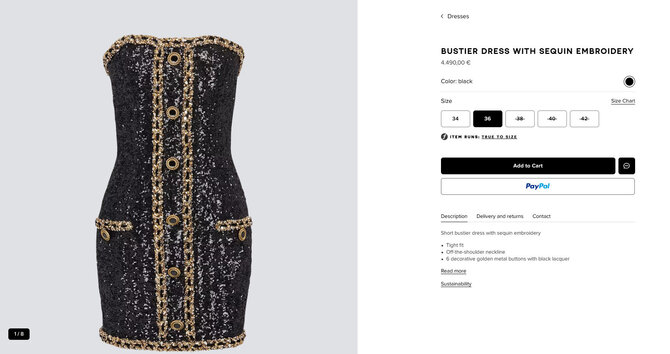 Ekrano nuotr./„Balmain“ suknelė, kurią dėvėjo Inga Stumbrienė