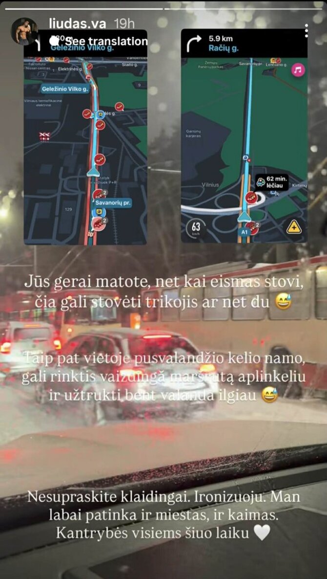 „Instagram“ ekrano nuotr./Liudo Vaisietos patirtis kelyje
