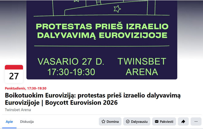 Ekrano nuotr./Rengiamas protestas dėl „Eurovizijos“