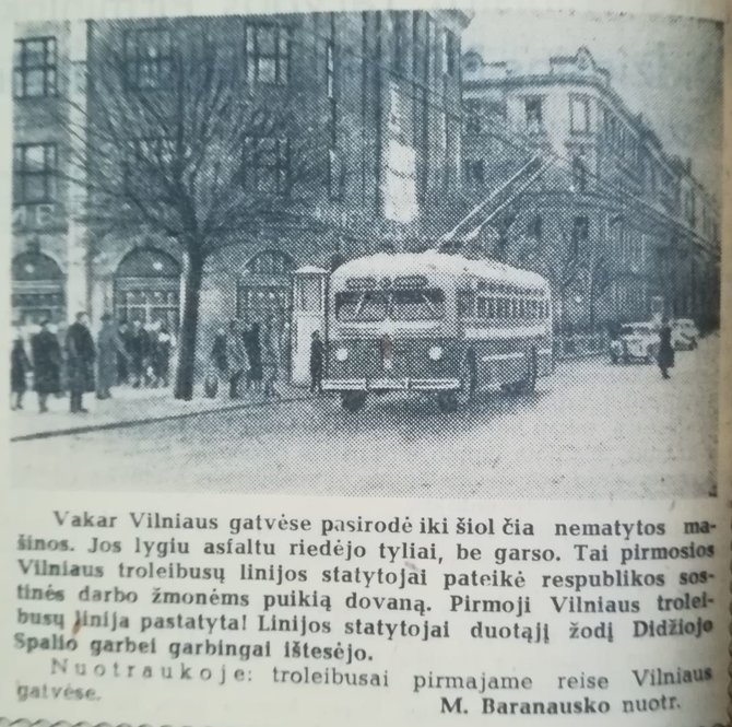 R.Žickaus asmeninio archyvo nuotr./Troleibusas 1956.11.07 Tiesa Nr. 262