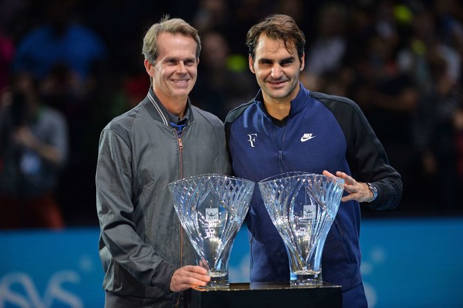 AFP/„Scanpix“ nuotr./Stefanas Edbergas ir Rogeris Federeris