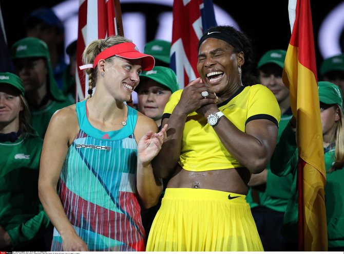 „Scanpix“/„SIPA“ nuotr./Angelique Kerber ir Serena Williams „Australian Open“ turnyre 2016 metais