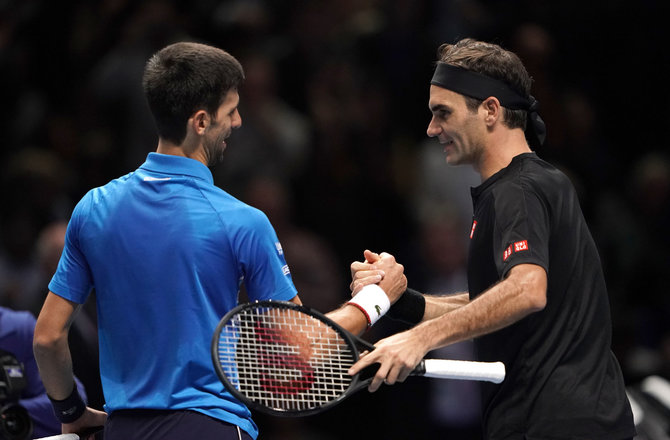 „Scanpix“/„PA Wire“/„Press Association Images“ nuotr./Novakas Džokovičius ir Rogeris Federeris