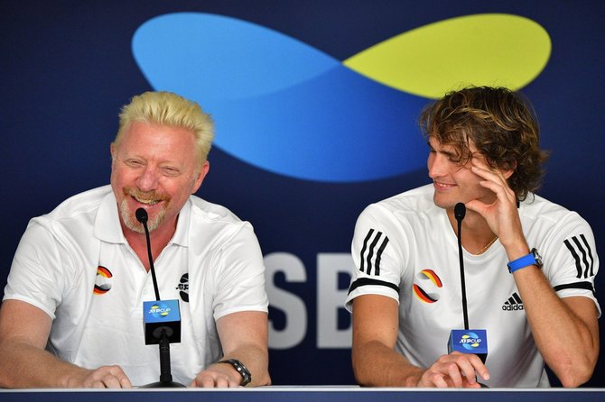 AFP/„Scanpix“ nuotr./Borisas Beckeris ir Alexanderis Zverevas