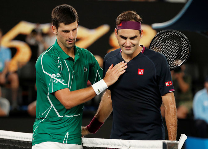 „Reuters“/„Scanpix“ nuotr./Novakas Džokovičius ir Rogeris Federeris
