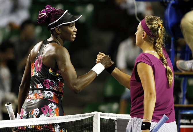 „Reuters“/„Scanpix“ nuotr./Venus Williams ir Viktorija Azarenka