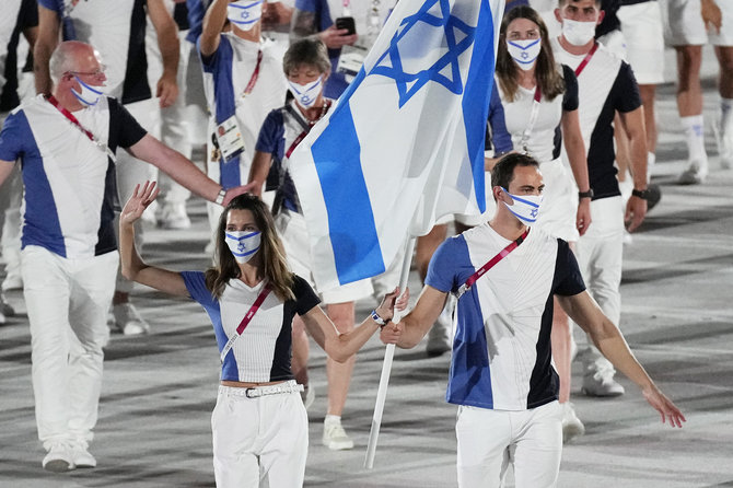 „Scanpix“ nuotr./Izraelio atstovai Tokijo olimpinių žaidynių atidarymo ceremonijoje