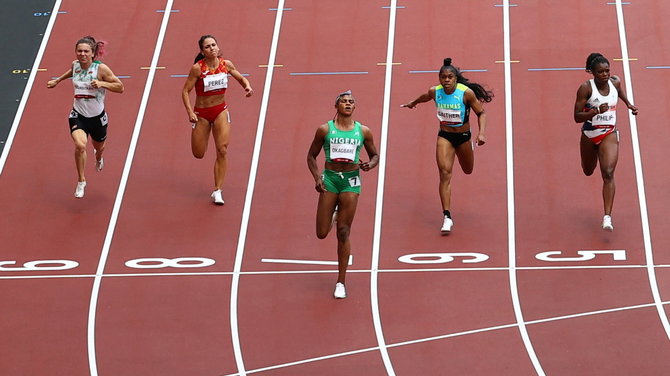 „Reuters“/„Scanpix“ nuotr./Blessing Okagbare laimi atrankos bėgimą