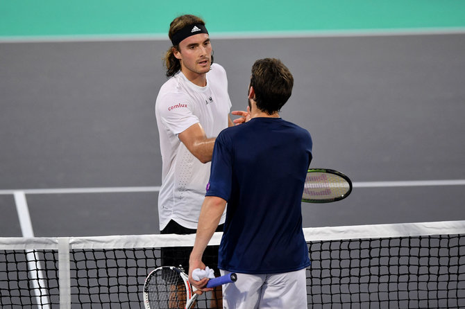 AFP/„Scanpix“ nuotr./Stefanos Tsitsipas ir Cameronas Norrie