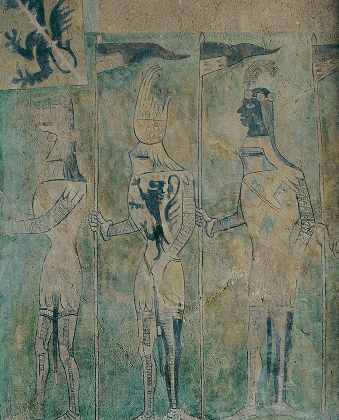 Leidyklos vizualas/Karaliaučiaus katedroje buvusi freska, kurioje pavaizduoti Teutonų ordino riteriai