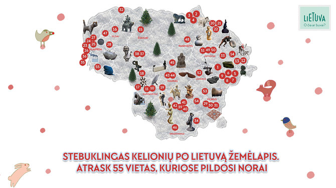 Keliauk Lietuvoje vizualas/Stebuklingų vietų visoje Lietuvoje žemėlapis