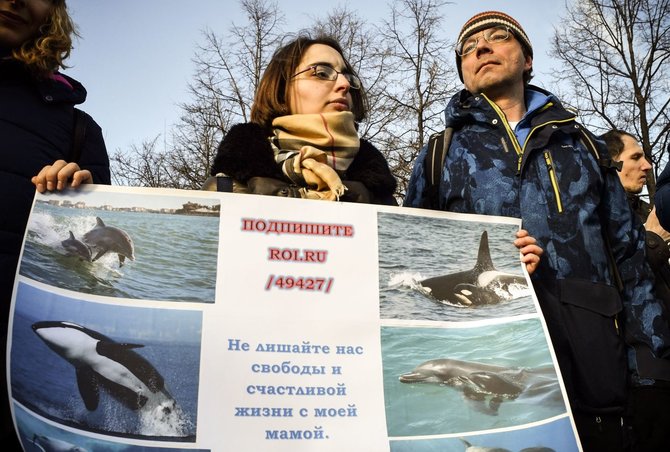 AFP/„Scanpix“ nuotr./Aktyvistai Maskvoje.