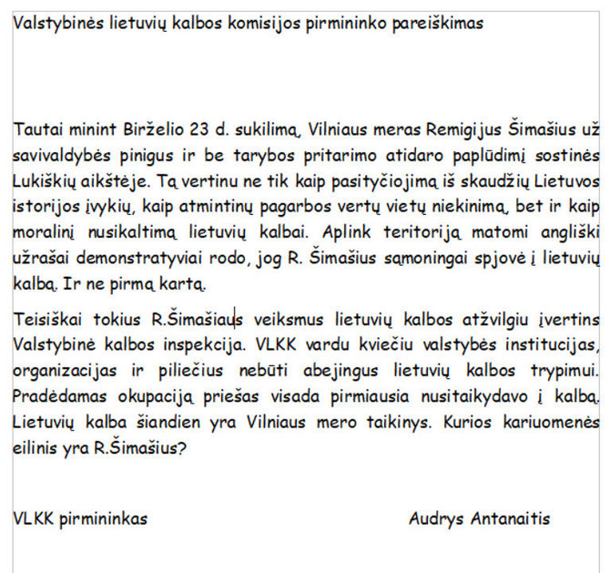 Ekrano kopija/A.Antanaičio pranešimas apie paplūdimį Lukiškių aikštėje