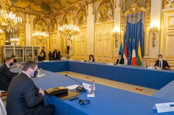 Prancūzijos užsienio reikalų ministerijos nuotr./G.Landsbergis Paryžiuje susitiko su Prancūzijos ir Baltijos šalių užsienio reikalų ministrais