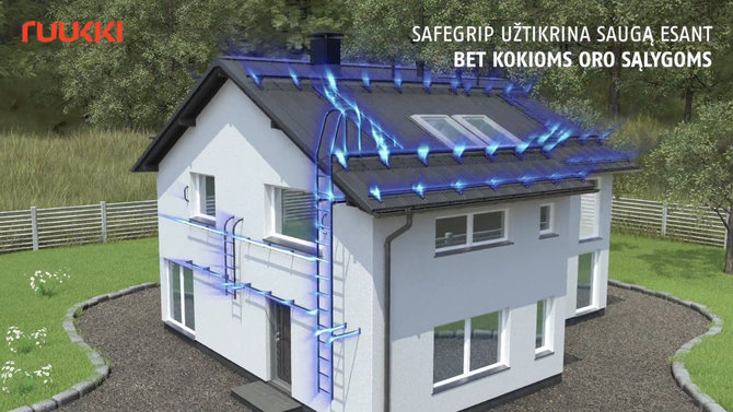 „Ruukki Products“ AS archyvo medžiaga /Nauji „Ruukki SafeGrip“ stogo saugos elementai užtikrina 100% geresnį sukibimą net ir drėgnu oru, šąlant