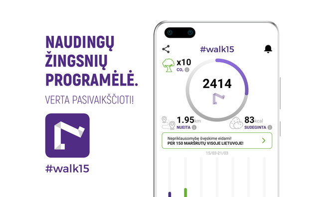 Partnerio nuotr./Lietuvių programėlės „#walk15“ sėkmė: nuo gražios idėjos iki nuolat augančios bendruomenės