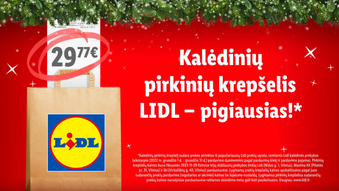 Lidl Lietuva nuotr./Kalėdinių pirkinių krepšelis