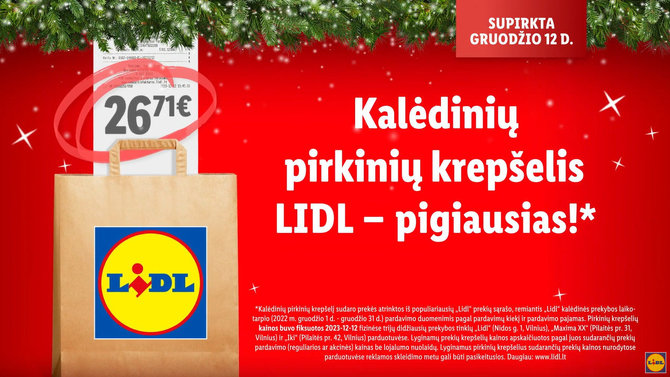 Lidl Lietuva nuotr./Pigu – net be pastangų: Kalėdų įkvėptas prekių krepšelis pigiausias – „Lidl“