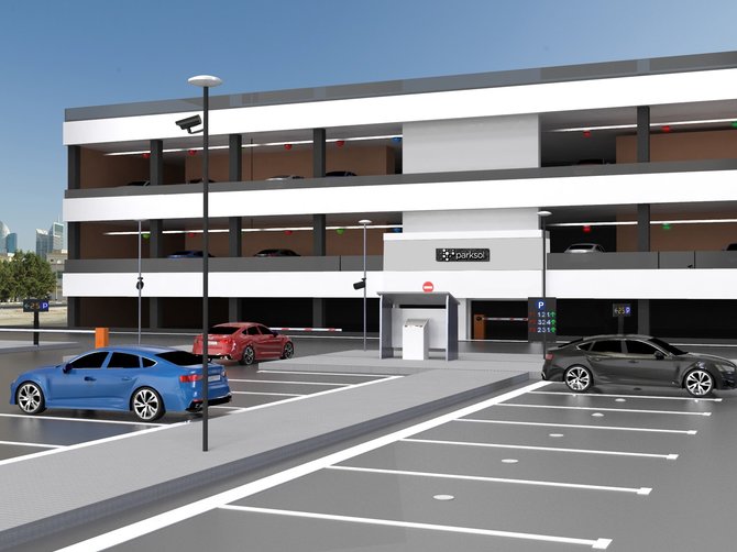 5. Car parking guidance system in outdoor parking lots: • Car parking guidance system with magnetic sensors. • Car parking guidance system with cameras, video analysis and LPR. A single camera can monitor the use of over 50 parking spaces and transmits it to the Parksol system.