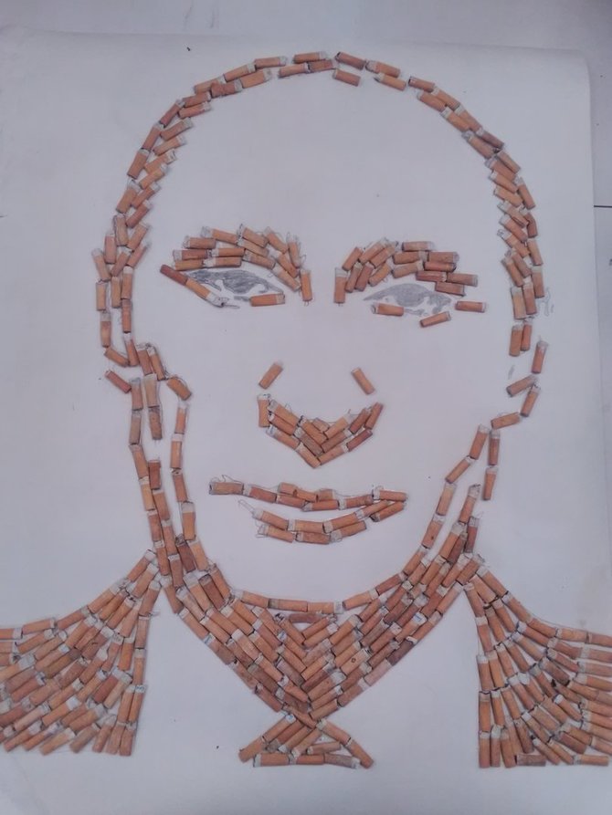 Asmeninio albumo nuotr./Giedrius Bučas iš nuorūkų sudėjo V.Putino paveikslą