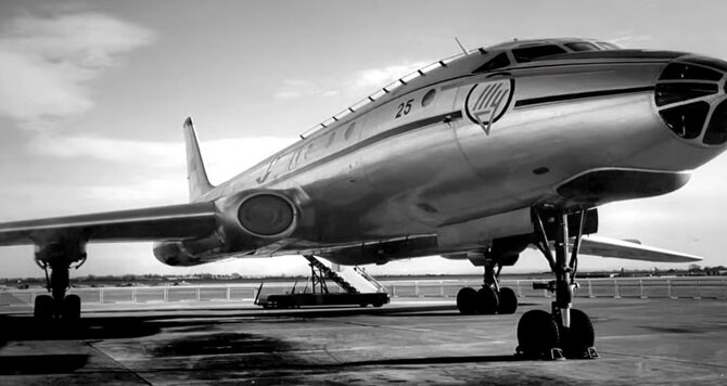 Youtube.com nuotr./Vaizdo įraše rodomas orlaivis „Tupolev Tu-104“