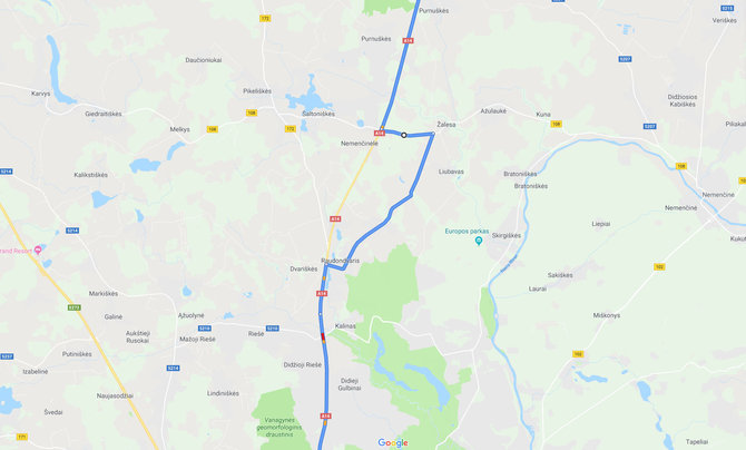 Google Maps iliustr./Kelias Utena-Vilnius