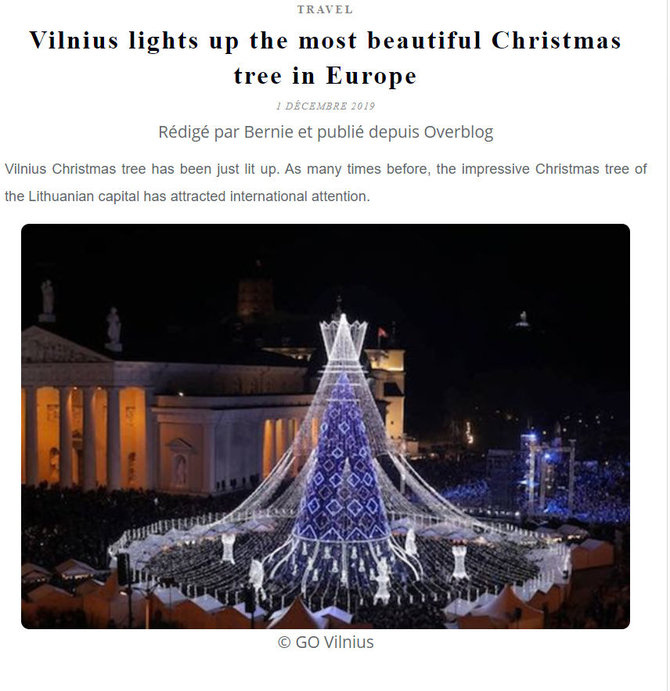 15min nuotr./Apie Vilniaus Kalėdų eglę rašo portalas Bernieshoot.fr