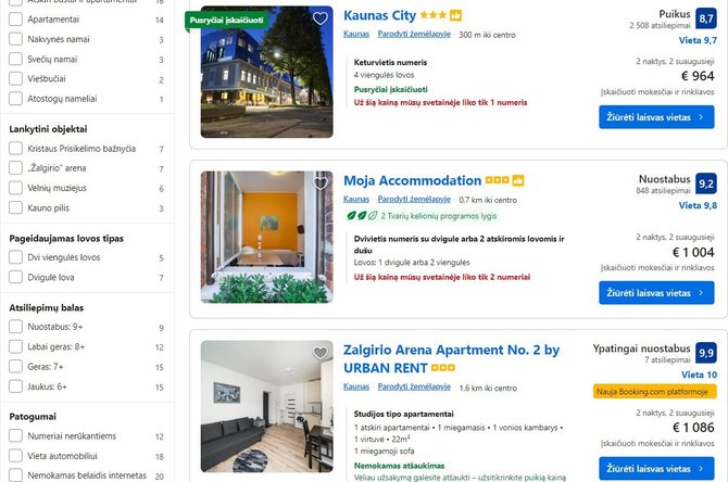 booking.com/Kainos Kaune gegužės 19–21 dienomis 