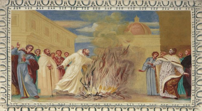 Vytauto Kandroto nuotr./Freska „Šv. Bonifaco išbandymas ugnimi“