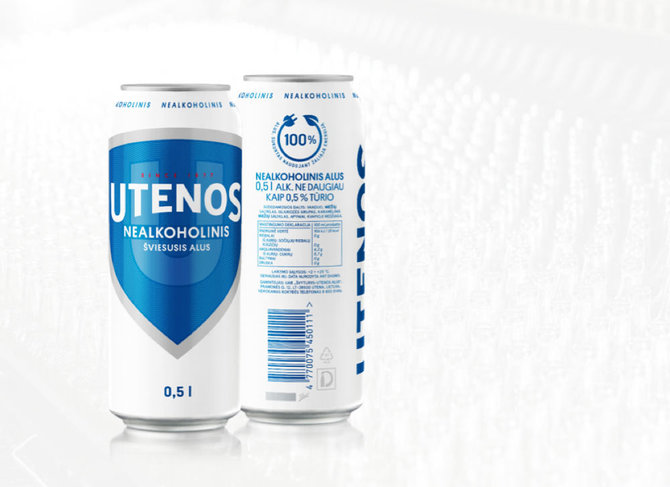 ŠUA nuotr./Specialiu ženkliuku žymima „Utenos“ nealkoholinio alaus pakuotė