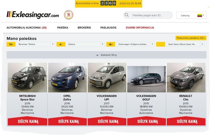 „Exleasingcar“ nuotr./Automobilių aukcionai internete