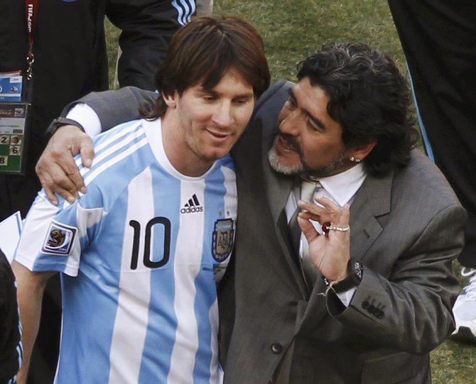 „Scanpix“ nuotr./Lionelis Messi ir Diego Maradona
