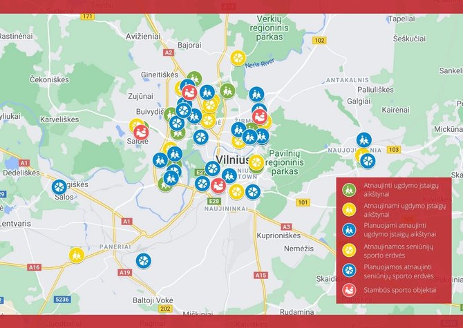 vilnius.lt žemėlapis/Vilniaus sporto infrastruktūra