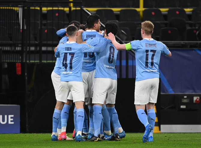 „Scanpix“ nuotr./Triumfuojantys „Manchester City“ futbolininkai