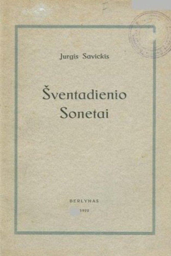 Knygos viršelis/Jurgio Savickio „Šventadienio sonetai“